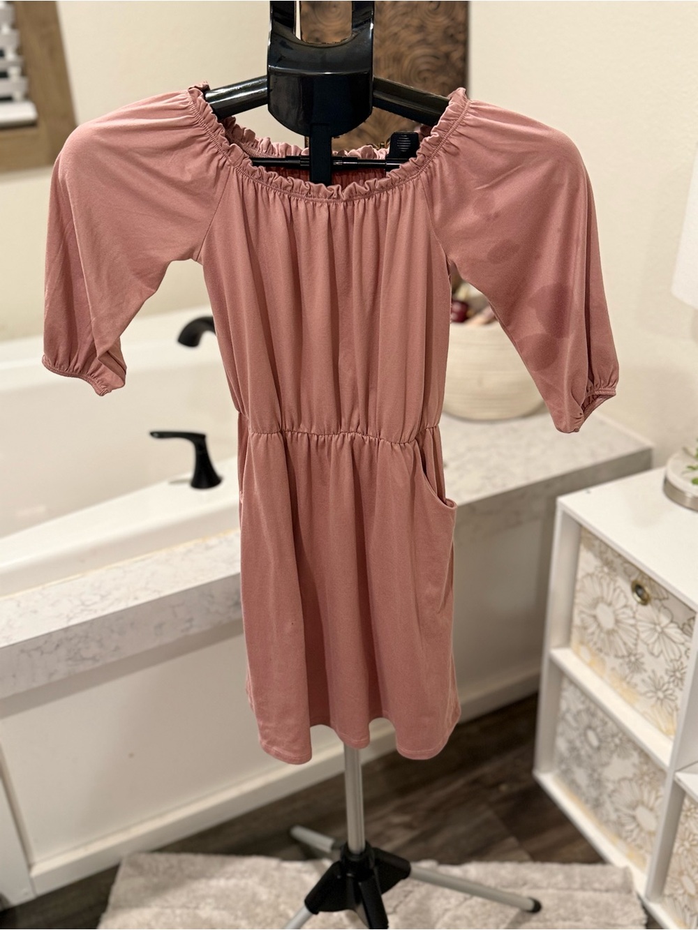 Cute 4 U Dusty Rose Off-the-Shoulder Dress Girls M 10/12
